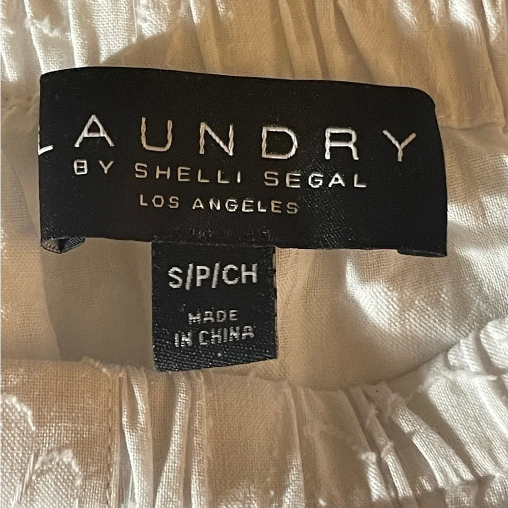 Laundry By Shelli Segal White Textured Cotton Blouse Flutter Sleeve Small - Picture 5 of 11
